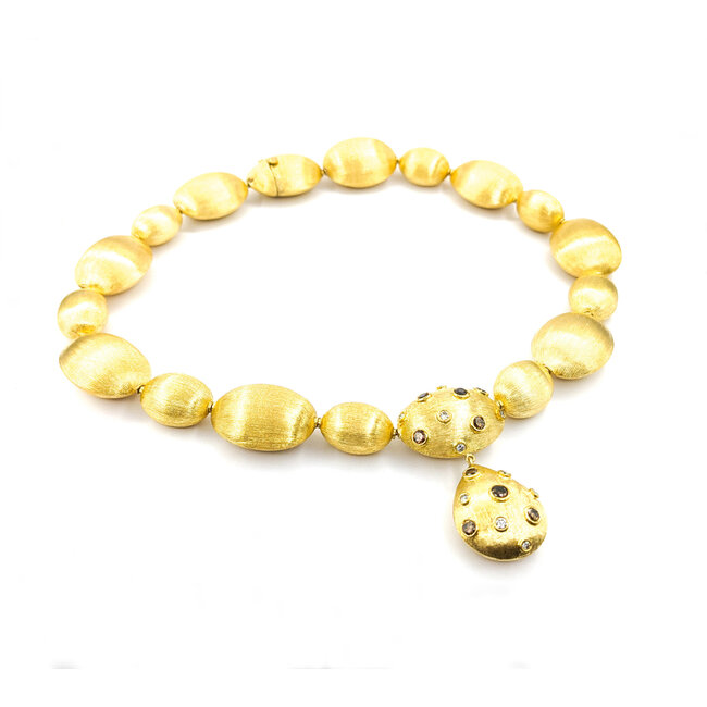 Necklace Rudolf Friedmann .36ctw Round Diamonds Hand Florentined 1.0ctw Fancy Brown Diamonds 18ky 17" 20mm 224032003