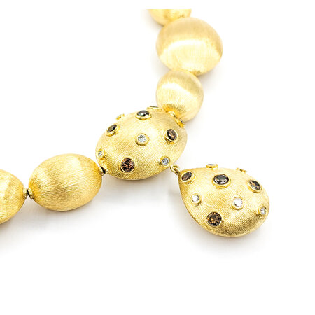 Necklace Rudolf Friedmann .36ctw Round Diamonds Hand Florentined 1.0ctw Fancy Brown Diamonds 18ky 17" 20mm 224032003