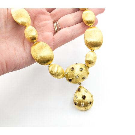 Necklace Rudolf Friedmann .36ctw Round Diamonds Hand Florentined 1.0ctw Fancy Brown Diamonds 18ky 17" 20mm 224032003