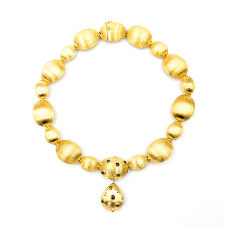 Necklace Rudolf Friedmann .36ctw Round Diamonds Hand Florentined 1.0ctw Fancy Brown Diamonds 18ky 17" 20mm 224032003