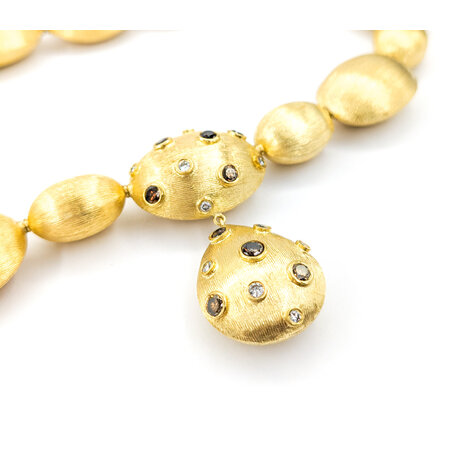Necklace Rudolf Friedmann .36ctw Round Diamonds Hand Florentined 1.0ctw Fancy Brown Diamonds 18ky 17" 20mm 224032003