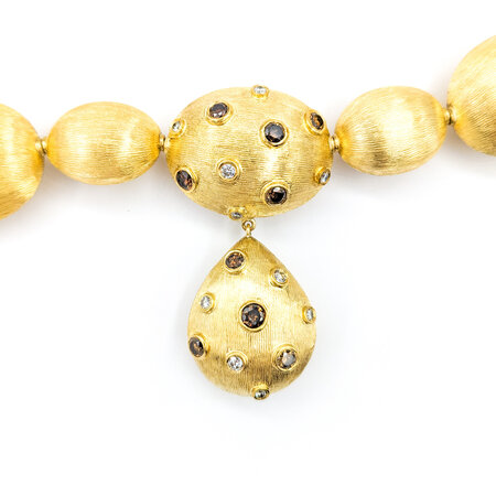 Necklace Rudolf Friedmann .36ctw Round Diamonds Hand Florentined 1.0ctw Fancy Brown Diamonds 18ky 17" 20mm 224032003