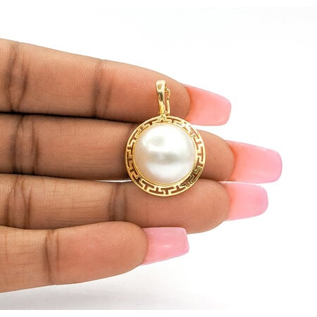 Pendant Enhancer 15mm Mabe Pearl 28.5x19.5mm 14ky " 224041253