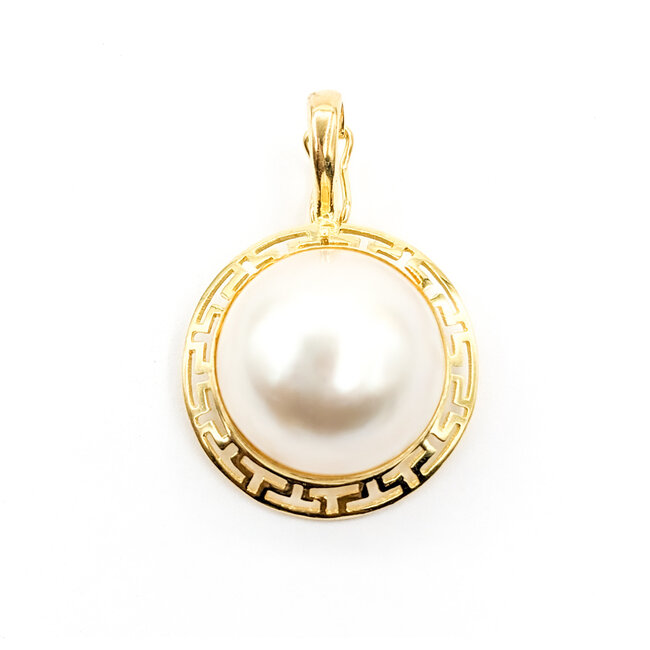 Pendant Enhancer 15mm Mabe Pearl 28.5x19.5mm 14ky " 224041253