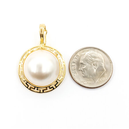 Pendant Enhancer 15mm Mabe Pearl 28.5x19.5mm 14ky " 224041253