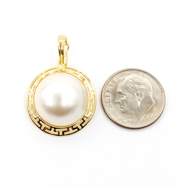 Pendant Enhancer 15mm Mabe Pearl 28.5x19.5mm 14ky " 224041253