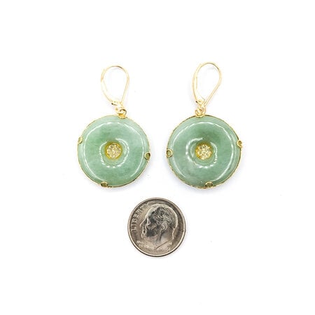 Earrings "Blessed" Jade Chinese 40x23.50mm 14ky 224044151