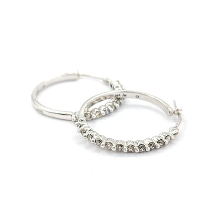 Earrings Hoops .40ctw Round Diamonds Shared Prong 24x2mm 14kw 224044003