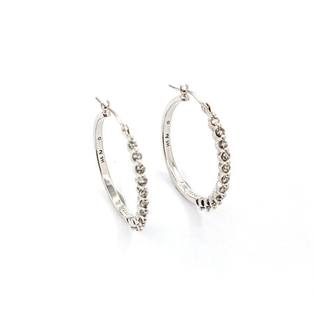Earrings Hoops .40ctw Round Diamonds Shared Prong 24x2mm 14kw 224044003