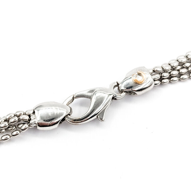 Necklace Crivelli 5 Strand Mock Bolo 2.50ctw Round Diamonds Bi Color Diamonds 18kw 16" 6mm 224032004