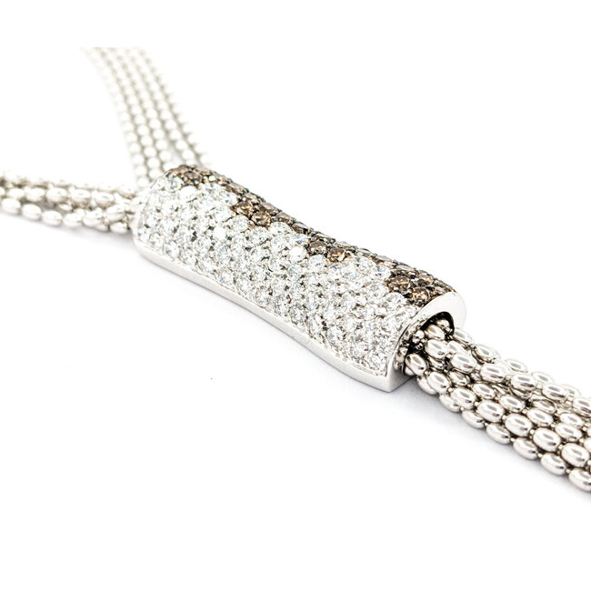 Necklace Crivelli 5 Strand Mock Bolo 2.50ctw Round Diamonds Bi Color Diamonds 18kw 16" 6mm 224032004