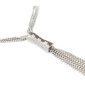 Necklace Crivelli 5 Strand Mock Bolo 2.50ctw Round Diamonds Bi Color Diamonds 18kw 16" 6mm 224032004