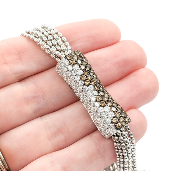 Necklace Crivelli 5 Strand Mock Bolo 2.50ctw Round Diamonds Bi Color Diamonds 18kw 16" 6mm 224032004