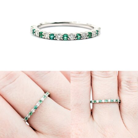 Ring 0.17ctw Round Diamonds 0.18ctw Emerald 14kw sz6.5 124030213