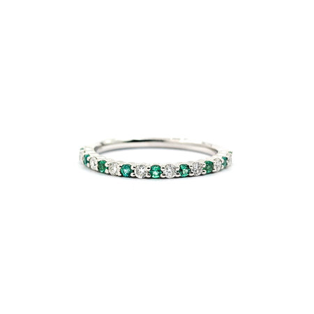 Ring 0.17ctw Round Diamonds 0.18ctw Emerald 14kw sz6.5 124030213