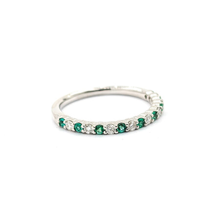 Ring 0.17ctw Round Diamonds 0.18ctw Emerald 14kw sz6.5 124030213