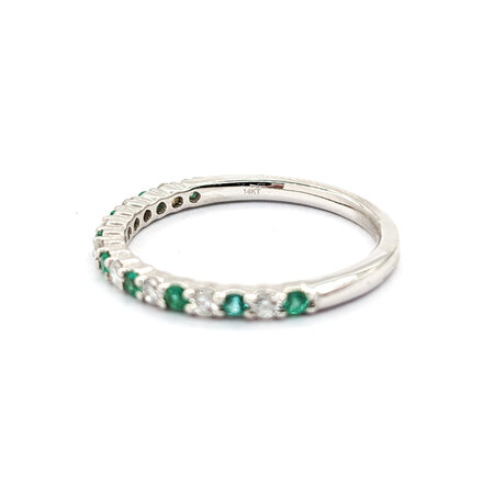 Ring 0.17ctw Round Diamonds 0.18ctw Emerald 14kw sz6.5 124030213