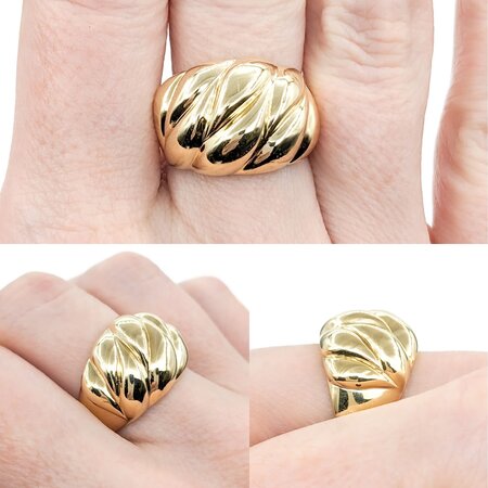 Ring Ribbed Dome 14mm Width 10ky sz7 4.08g 224040601