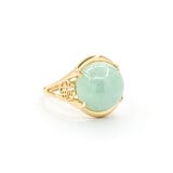  Ring "Blessing" 12mm Cabochon Jade 14ky sz7 224040154