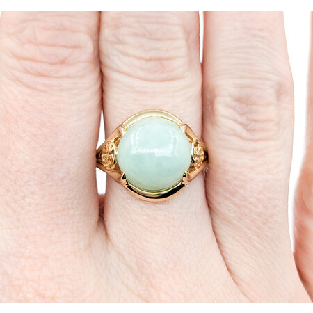 Ring "Blessing" 12mm Cabochon Jade 14ky sz7 224040154