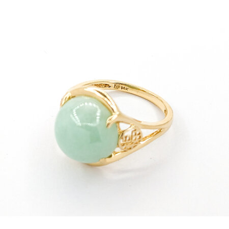 Ring "Blessing" 12mm Cabochon Jade 14ky sz7 224040154