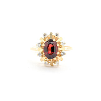 Ring .16crw Round Diamonds 1.50ct Garnet 14ky sz7.5 124030232