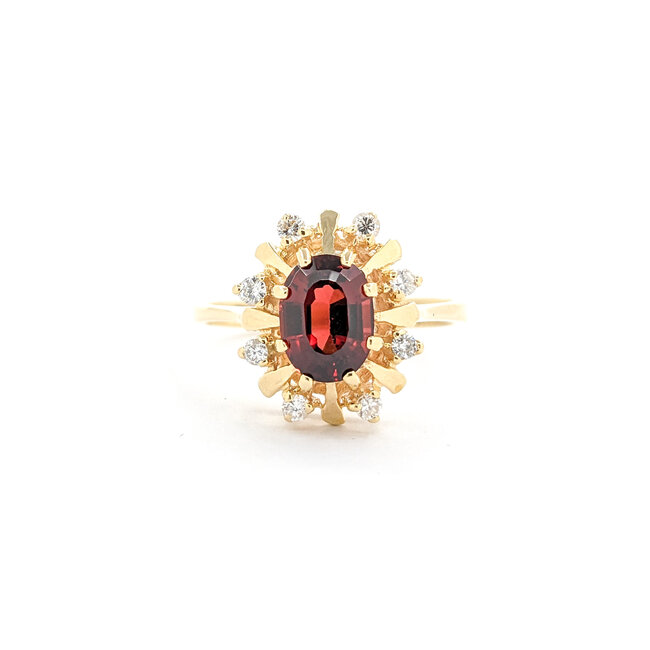 Ring .16crw Round Diamonds 1.50ct Garnet 14ky sz7.5 124030232