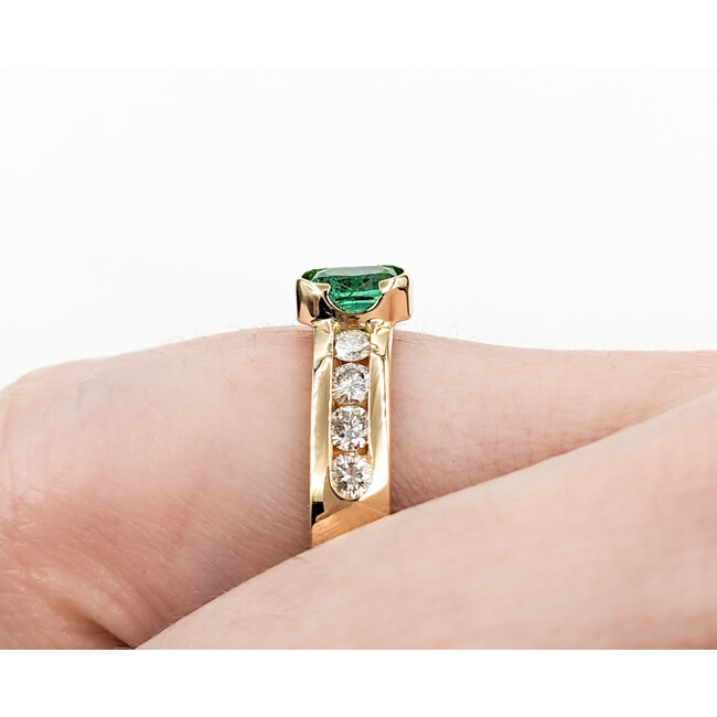 Ring .40ctw Round Diamonds .50ct Emerald 14ky sz6.25 124030230