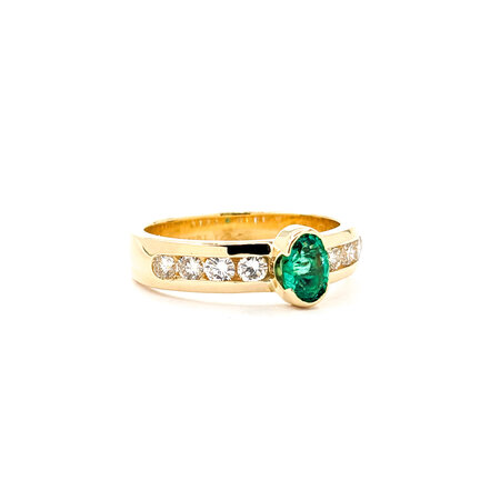 Ring .40ctw Round Diamonds .50ct Emerald 14ky sz6.25 124030230