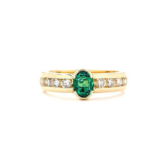 Ring .40ctw Round Diamonds .50ct Emerald 14ky sz6.25 124030230
