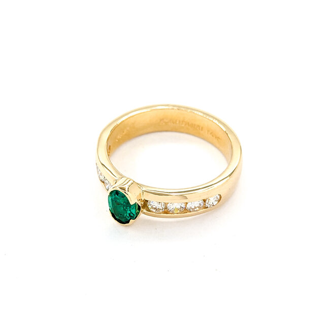 Ring .40ctw Round Diamonds .50ct Emerald 14ky sz6.25 124030230