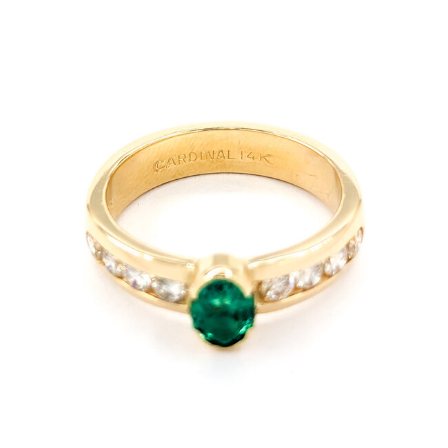Ring .40ctw Round Diamonds .50ct Emerald 14ky sz6.25 124030230