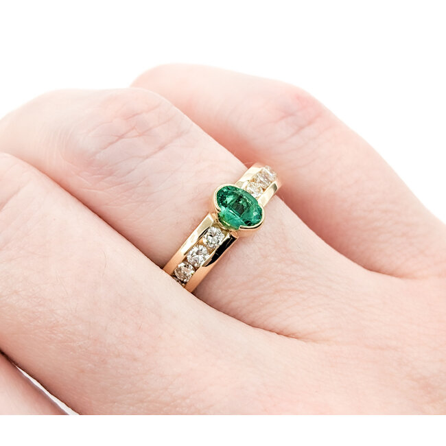 Ring .40ctw Round Diamonds .50ct Emerald 14ky sz6.25 124030230