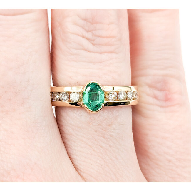 Ring .40ctw Round Diamonds .50ct Emerald 14ky sz6.25 124030230