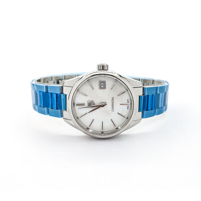 Watch Tag Heuer Carerra War1311 MOP Dial 32mm Stainless Steel 7.5" Box 124026015