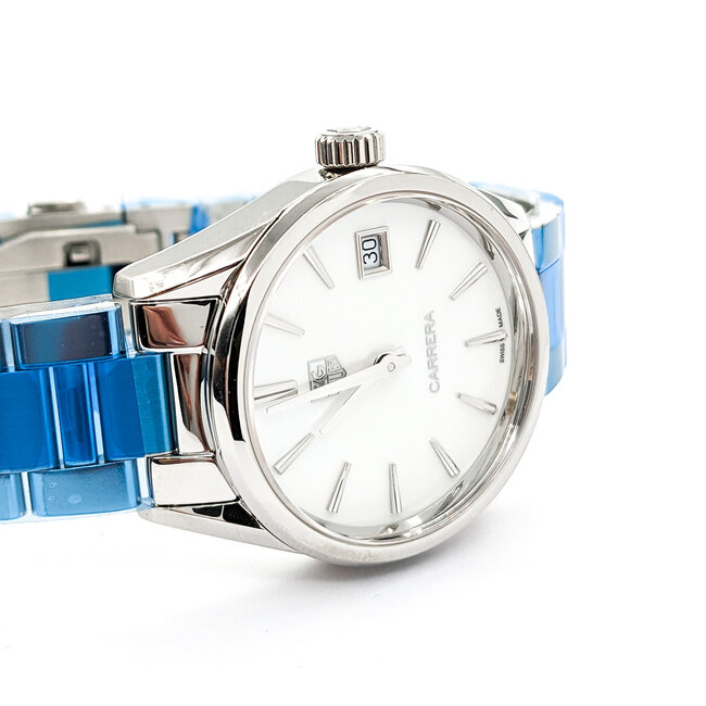Watch Tag Heuer Carerra War1311 MOP Dial 32mm Stainless Steel 7.5" Box 124026015