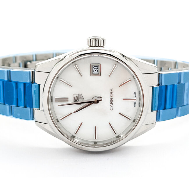 Watch Tag Heuer Carerra War1311 MOP Dial 32mm Stainless Steel 7.5" Box 124026015