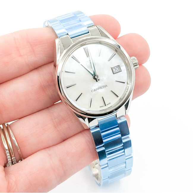 Watch Tag Heuer Carerra War1311 MOP Dial 32mm Stainless Steel 7.5" Box 124026015