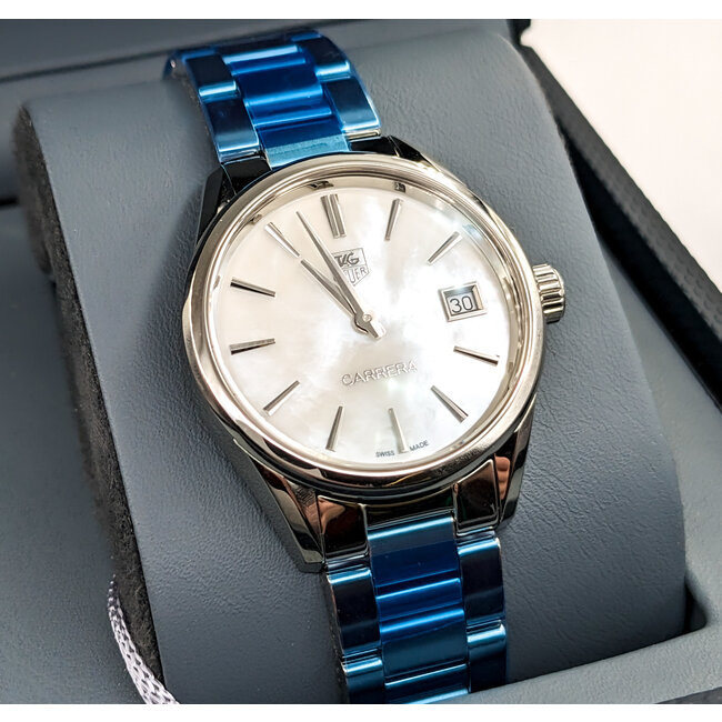 Watch Tag Heuer Carerra War1311 MOP Dial 32mm Stainless Steel 7.5" Box 124026015