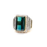  Ring .20ctw Round Diamonds 9.38ct GIA Blue Green Tourmaline 18ky sz7 224030156