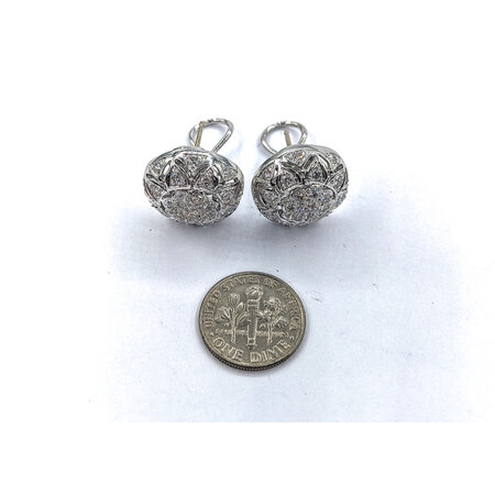 Earrings Button 2.00ctw Round Diamonds Omega Back 7.4mm 18kw 224034007