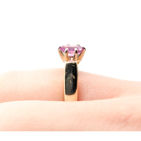 Ring Cathedral Solitaire .66ct Oval Pink Sapphire 14ky 224040156