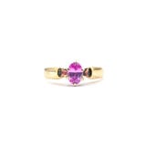  Ring Cathedral Solitaire .66ct Oval Pink Sapphire 14ky 224040156