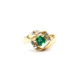  Ring Ribbon Motif .04ctw Single Cut Diamonds .60ct Emerald 14ky sz6 224040153