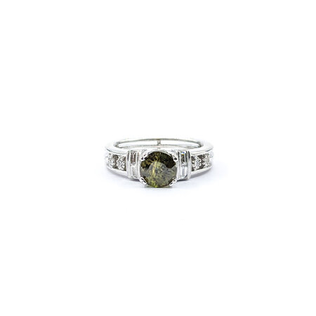 Ring .25ctw Round & Baguette Diamonds 1.22ct Sphene 14kw sz6.5 124030240