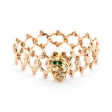  Bracelet Vintage 2.5mm Round Emeralds Pearls 14ky Adjustable 223110121