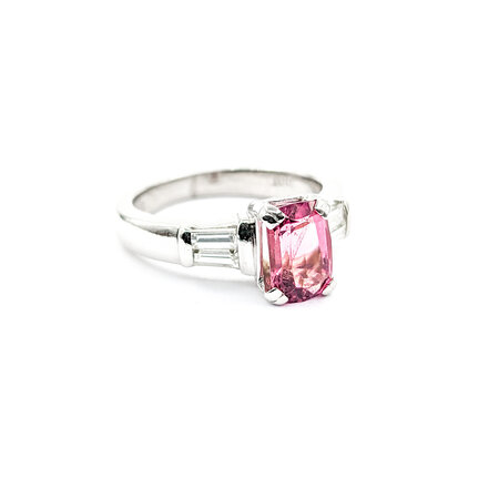 Ring .33ctw Baguette Diamonds 1.35ct Pink Tourmaline 950pt Sz7 123120127