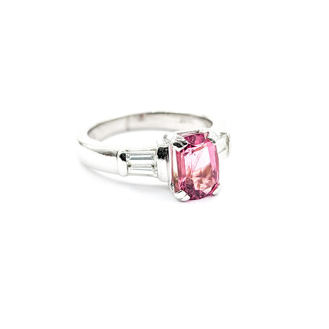 Ring .33ctw Baguette Diamonds 1.35ct Pink Tourmaline 950pt Sz5.5 123120127