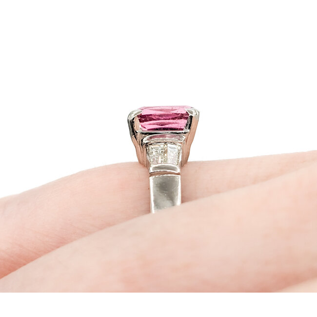 Ring .33ctw Baguette Diamonds 1.35ct Pink Tourmaline 950pt Sz5.5 123120127