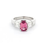  Ring .33ctw Baguette Diamonds 1.35ct Pink Tourmaline 950pt Sz7 123120127